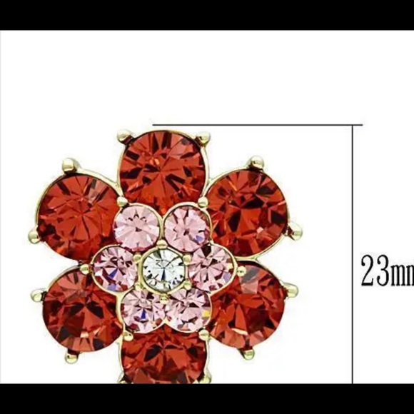 Multi Crystal Earrings Lt. Orange/Red and Lt. Pink - Picture 3 of 3